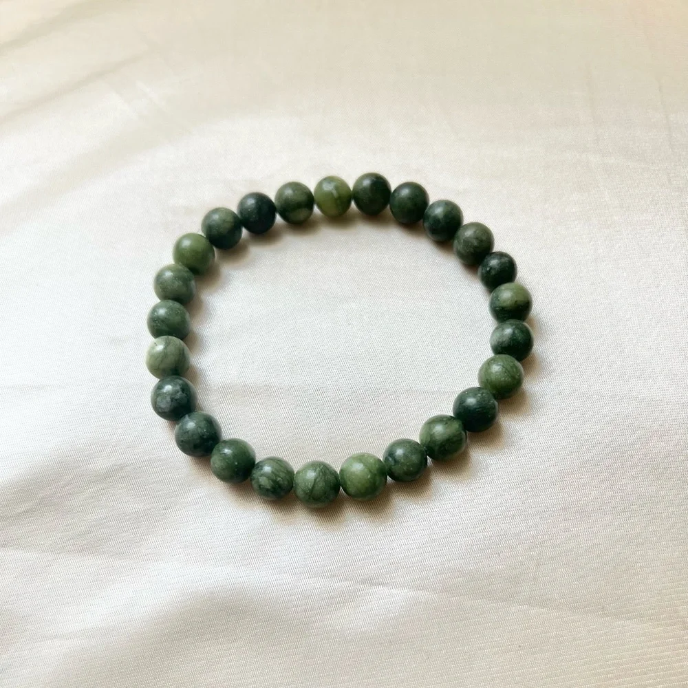 New: 8mm Handmade Green Jade Natural Crystal Bead Bracelet